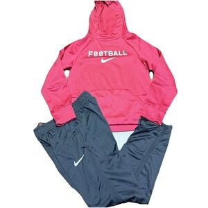 Nike Youth Med 10-12 Red Hoodie & Black Nike Fleece 2 Piece Joggers Set Football